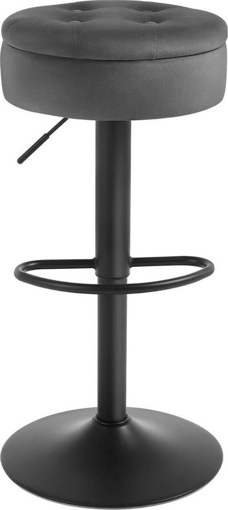 WOLTU Barhocker, Sitzhocker mit Stauraum, höhenverstellbar, 360° drehbar, Samt Metall : Dunkelgrau 1 Farbe: Dunkelgrau Stückzahl: 1
