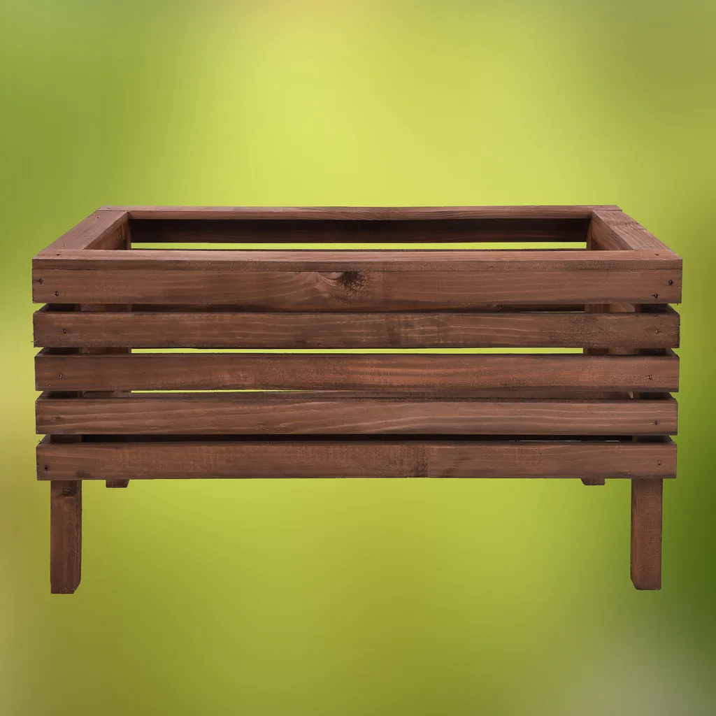 Pot de fleurs en bois rectangulaire 64 cm pour balcon et potager - 7