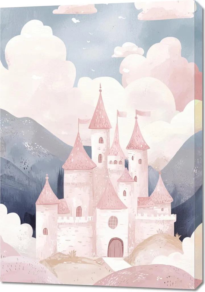 Tableau Chambre Fille 70x100 cm Château 2 Idée Cadeau Décoration