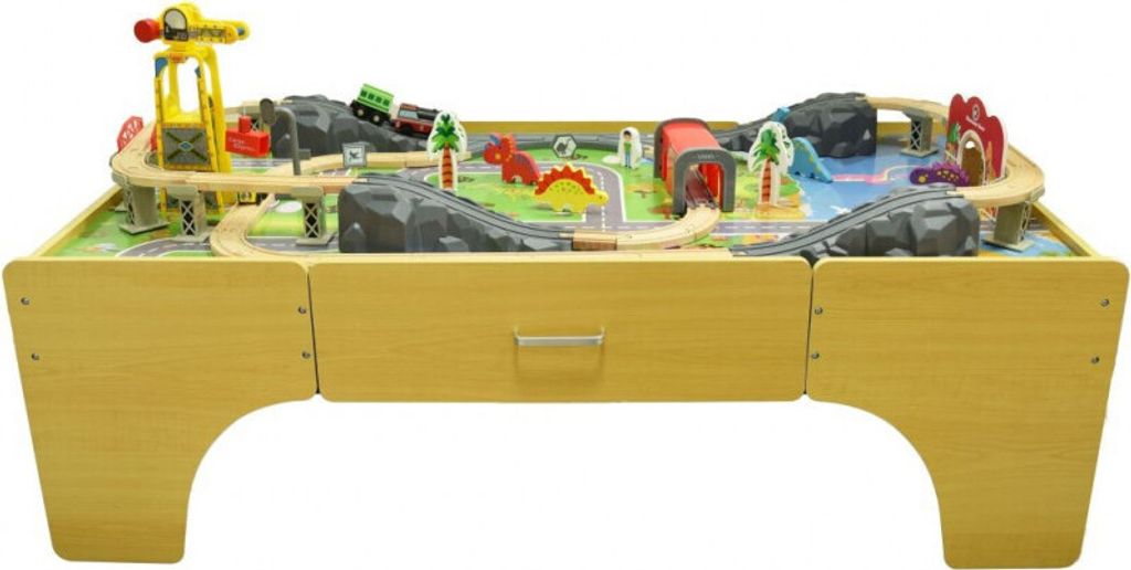 4iQ 70-teiligen Kinder Eisenbahn Set KRZYŚ aus Holz Dino Park 127x63x40 cm