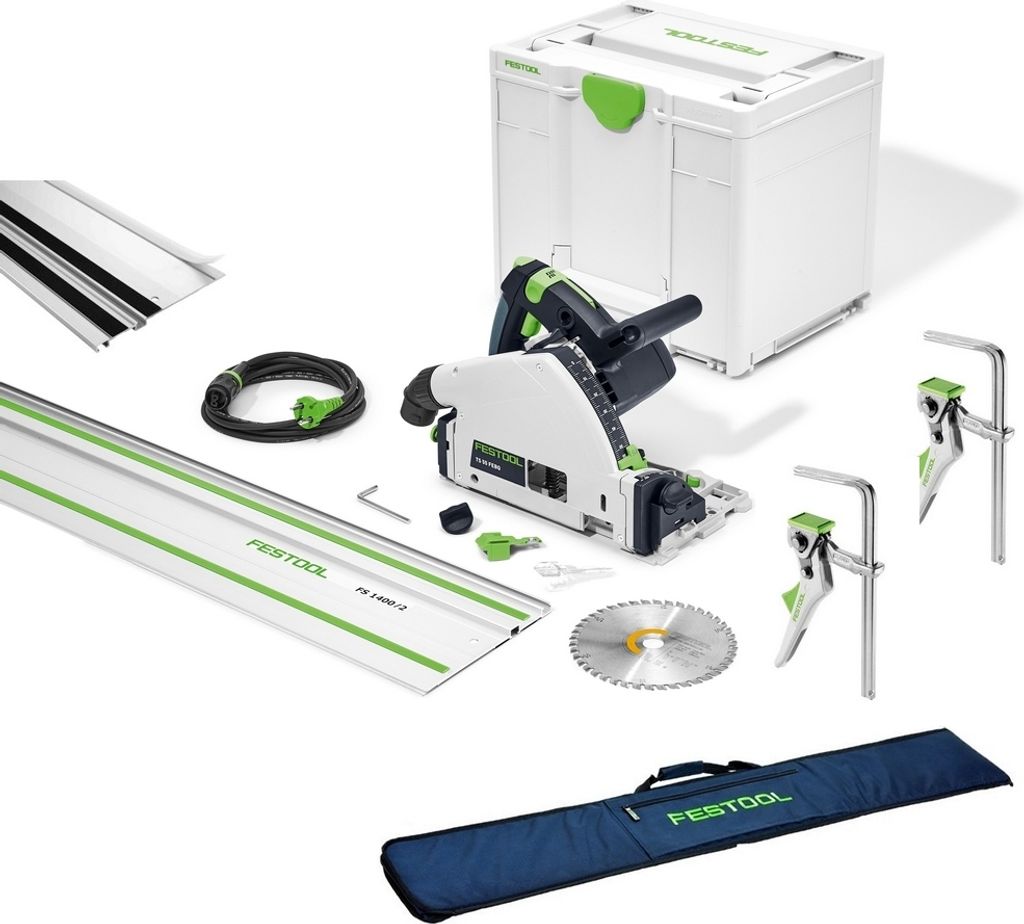 Festool Tauchsäge TS 55 FEBQ Plus FS 577010 + Tasche Hebelzwinge Splitterschutz