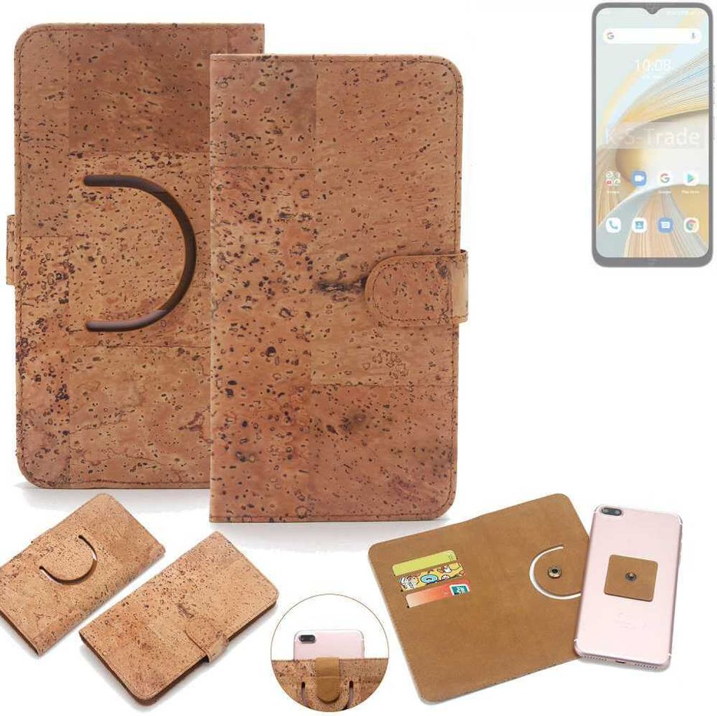 K-S-Trade Handy-Hülle Schutz-Hülle kompatibel mit UMIDIGI G3 Plus Handyhülle Schutzhülle Korkhülle Kork-Hülle 1x