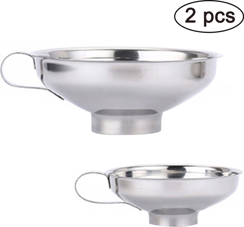 2 Stück Edelstahl Trichter Einfülltrichter Marmeladentrichter Einmachtrichter Set für die Übertragung von Flüssigkeit Öl Marmelade Pilvern Bo...