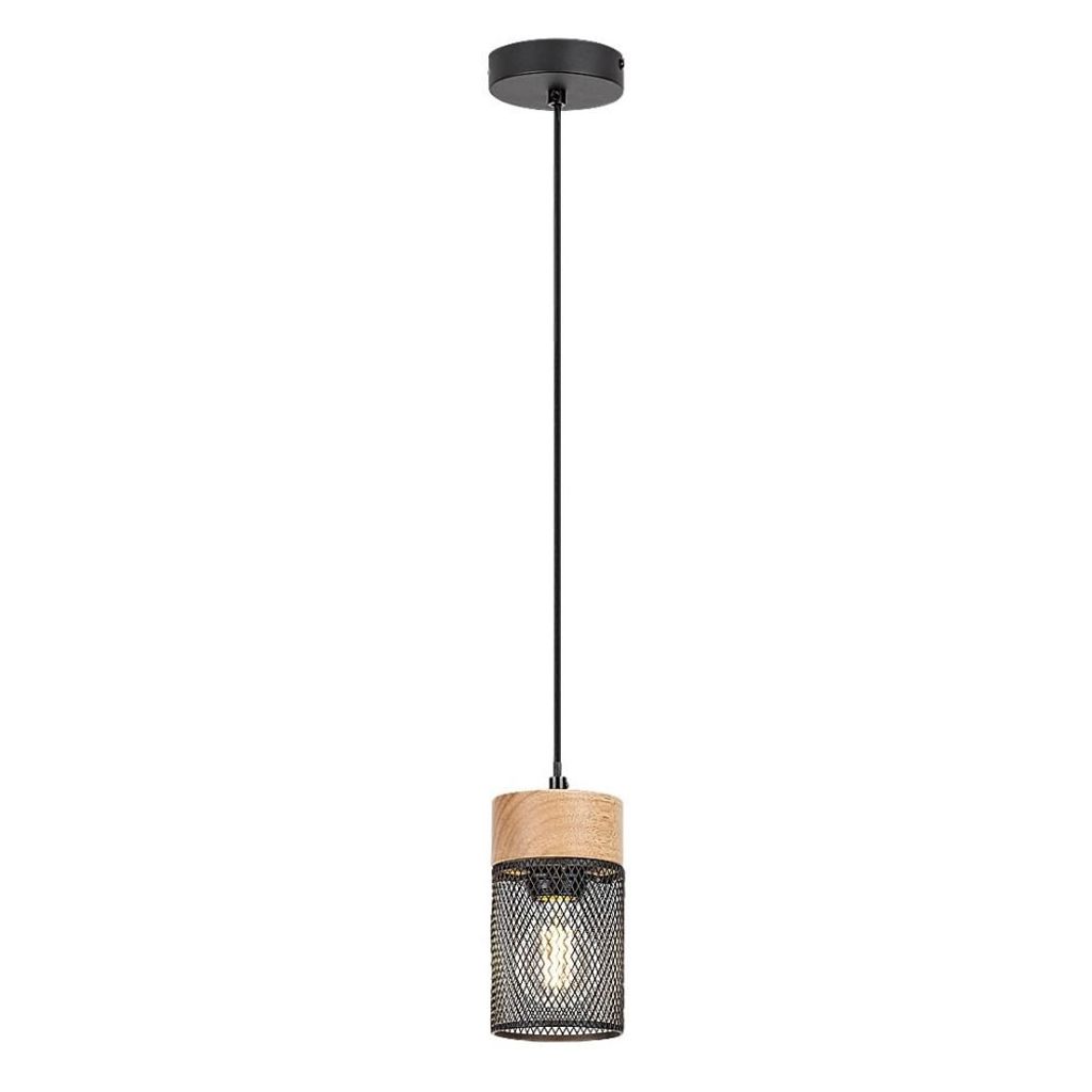 Rabalux 72041 Pendelleuchte 1 Spot Callum, E27-Holz, braun-schwarz, rund, Industriell, ø95mm