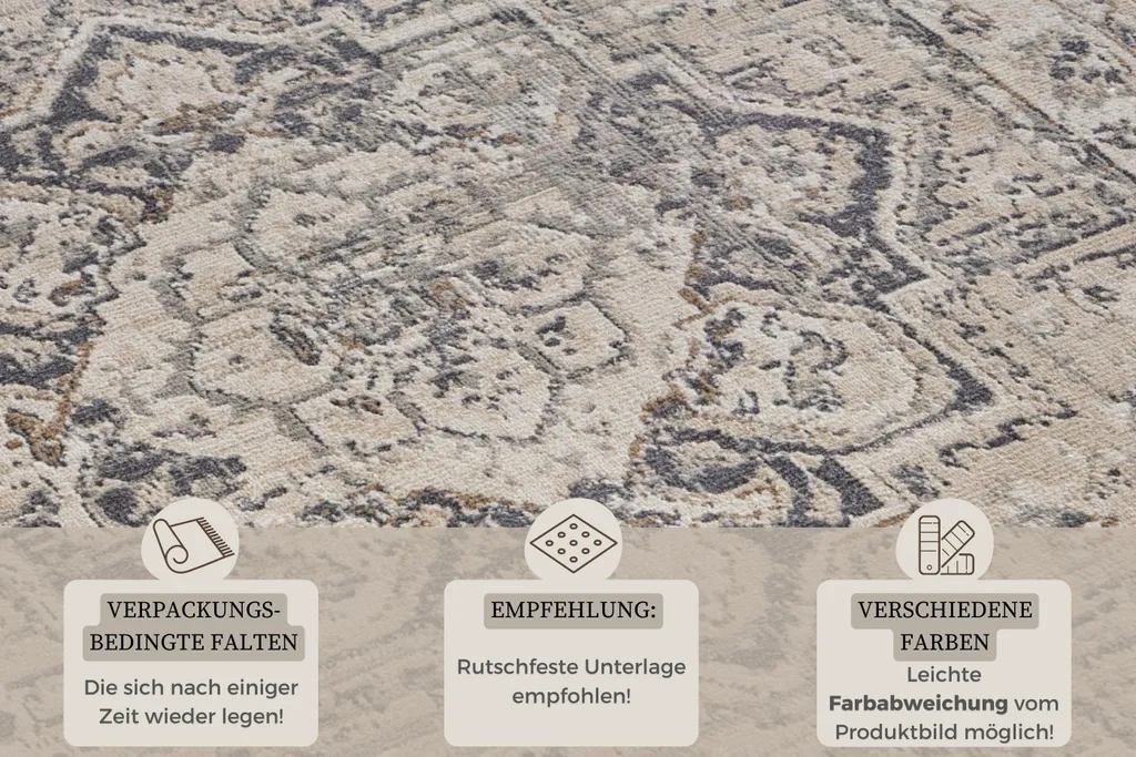 Tapis Moderne Terrain : Résistant et Doux - Design Sable Crème Gris - 5