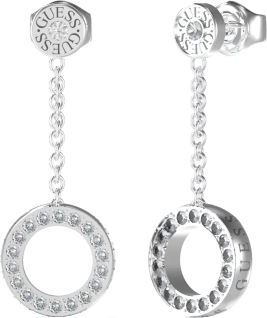Guess Orecchini Donna JUBE03161JWRHT-U Circle Lights Argento Trendy
