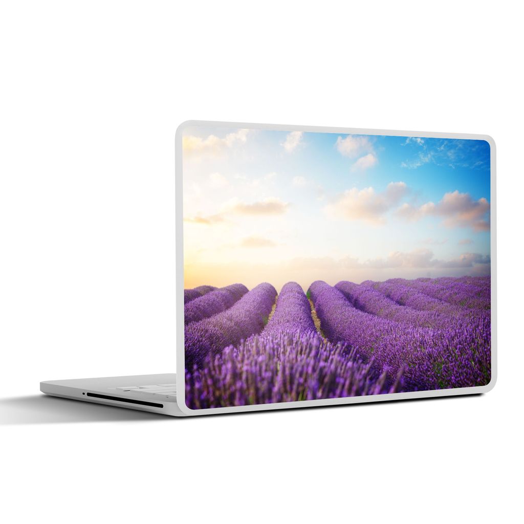 MuchoWow Laptop Aufkleber Sticker Cover Lavendel - Himmel - Wolken - Blumen 40x30 cm - Laptop Dekoration - Selbstklebend