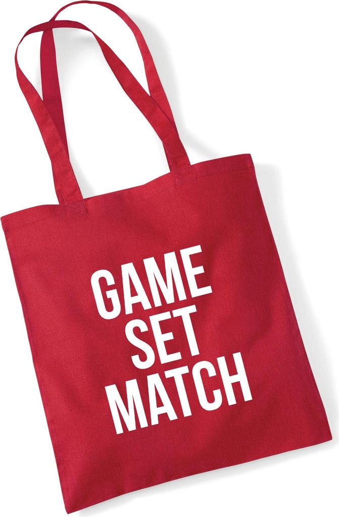 Huuraa Jutebeutel Game set match Tennis 10 Liter Classic Red Baumwolle Tasche Geschenkidee
