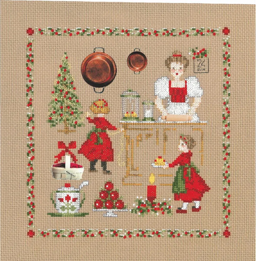 Kit broderie point de croix compté de Noël pour décoration fait main