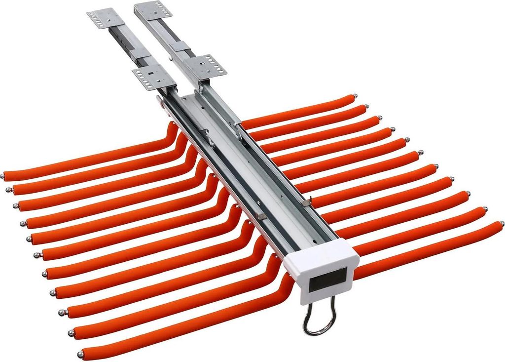 Schrank-Hosenhalter - Ausziehbarer 2-reihiger Hosenständer - Stangen 22 - Traglast 15 kg - Tiefe 46 cm - Rostbeständig - Hängemontage - Orange