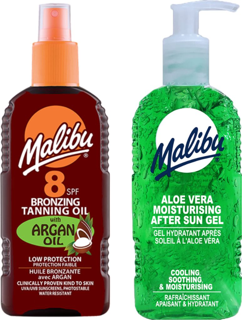 Malibu Argan-Bräunungsöl LSF 8 200 ml + Aloe After-Sun-Gel 200 ml