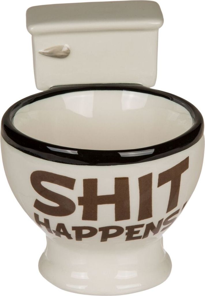 Tazza da toilette / cesso 'Shit Happens' con stronzo Immagine del prodotto 
