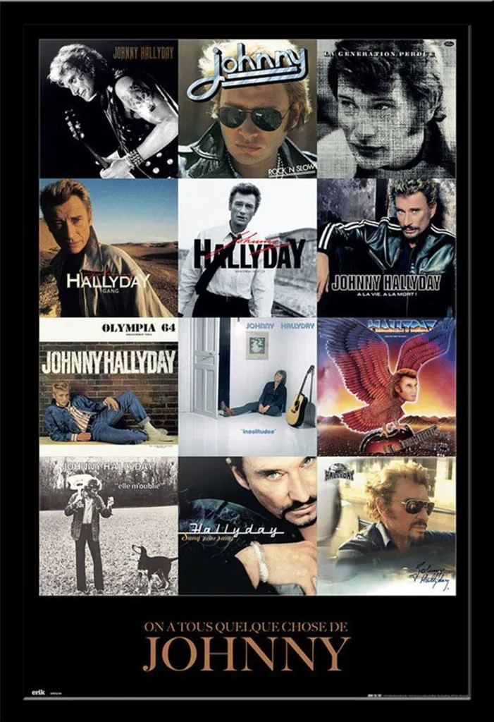 Quadro Johnny Hallyday 61x91,5 Cornice Shinsuke MDF Nero e Acrilico