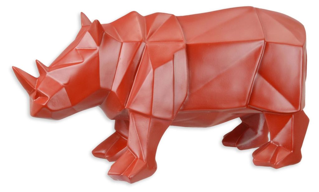 Figur Nashorn rot Replikat Retro Design Dekoration