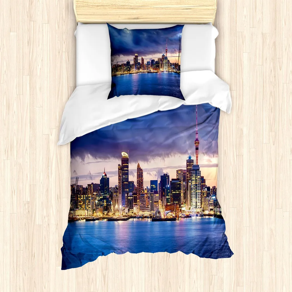 Housse de couette pour lit 1 personne motif Auckland Mer, 135 x 200 cm