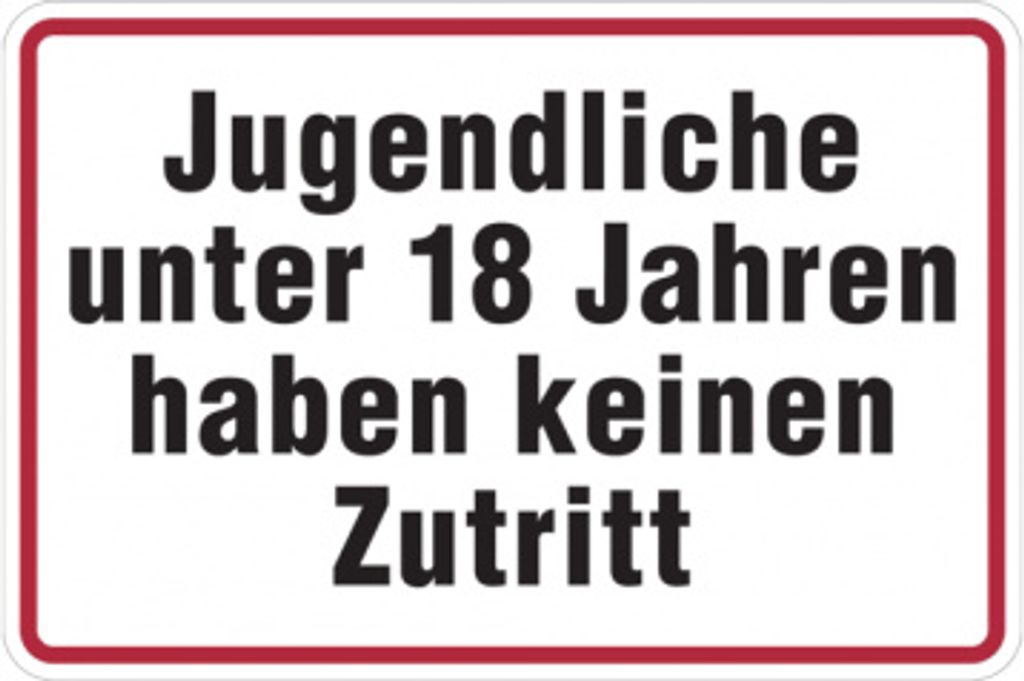 Dreifke Hinweisschild, Jugendliche unter 18 Jahren, Alu geprägt, 200 x 300 m...