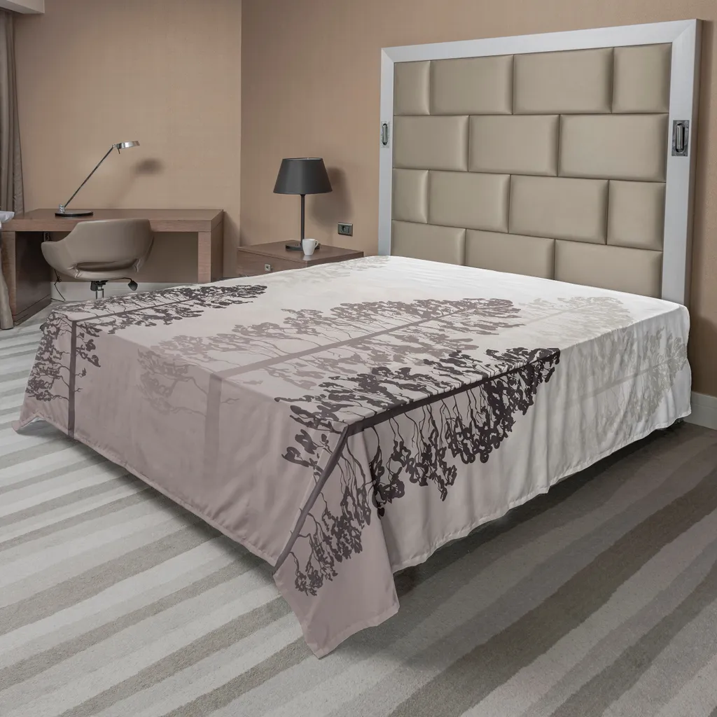 Drap plat ABAKUHAUS 275x260 cm décor de forêt brumeuse et pins sylvestres