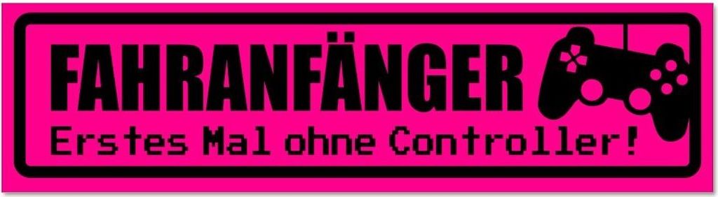 Kiwistar - Autoaufkleber - Pink - Schwarz - 30 x 8 cm - Fahranfänger - ohne Controller invertiert - Hinweis Aufkleber Sticker für Auto, Kfz, Fahr...