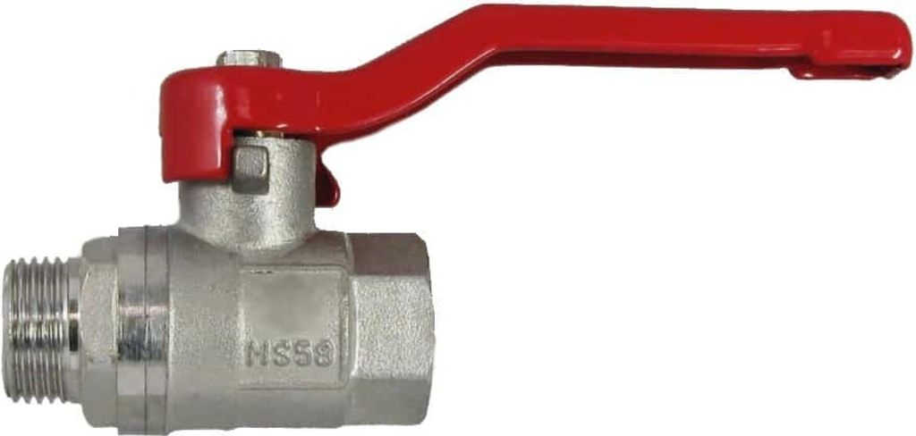 Kugelhahn 3/8 Zoll Messing vernickelt mit Hebel IG x AG mit Produktbild 