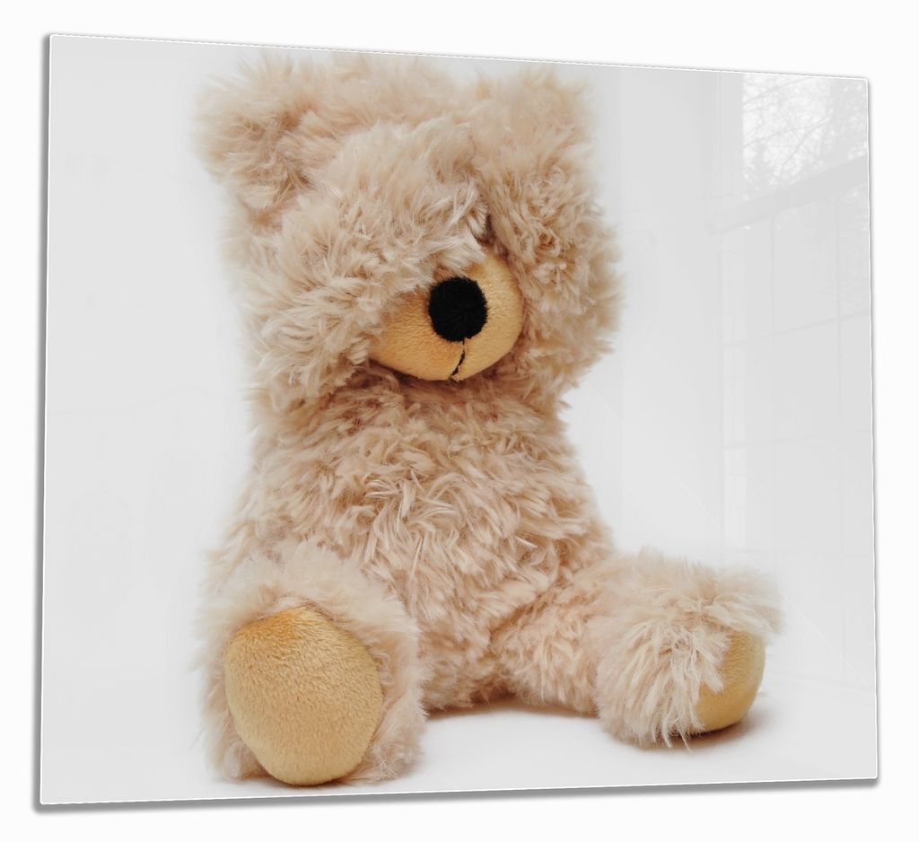 Wallario Herdabdeckplatte aus Glas, Größe 60 x 52 cm 1-teilig, Motiv Süßer Teddybär