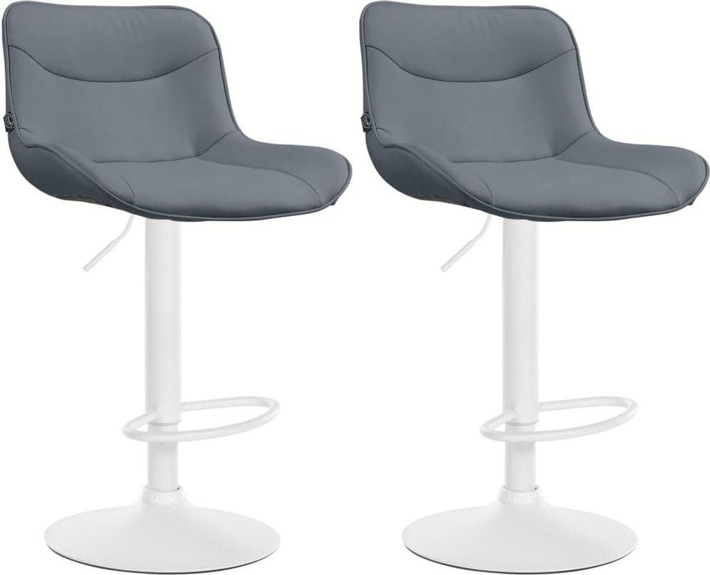 2-teiliges Barhocker-Set - Hocker - Ergonomischer Komfort, höhenverstellbar | Farbe: Grau | Grundfarbe: weiß