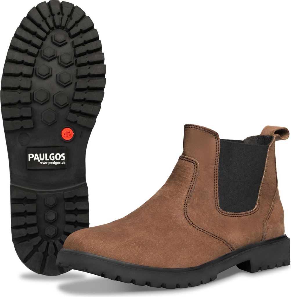 PAULGOS Herren Chelsea Boots Echtes Leder, Stiefeletten Größe 39-47 in 3 Farben