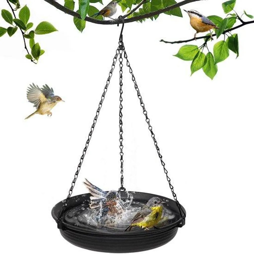 Mangeoire d'hiver noire et abreuvoir suspendu pour oiseaux du jardin