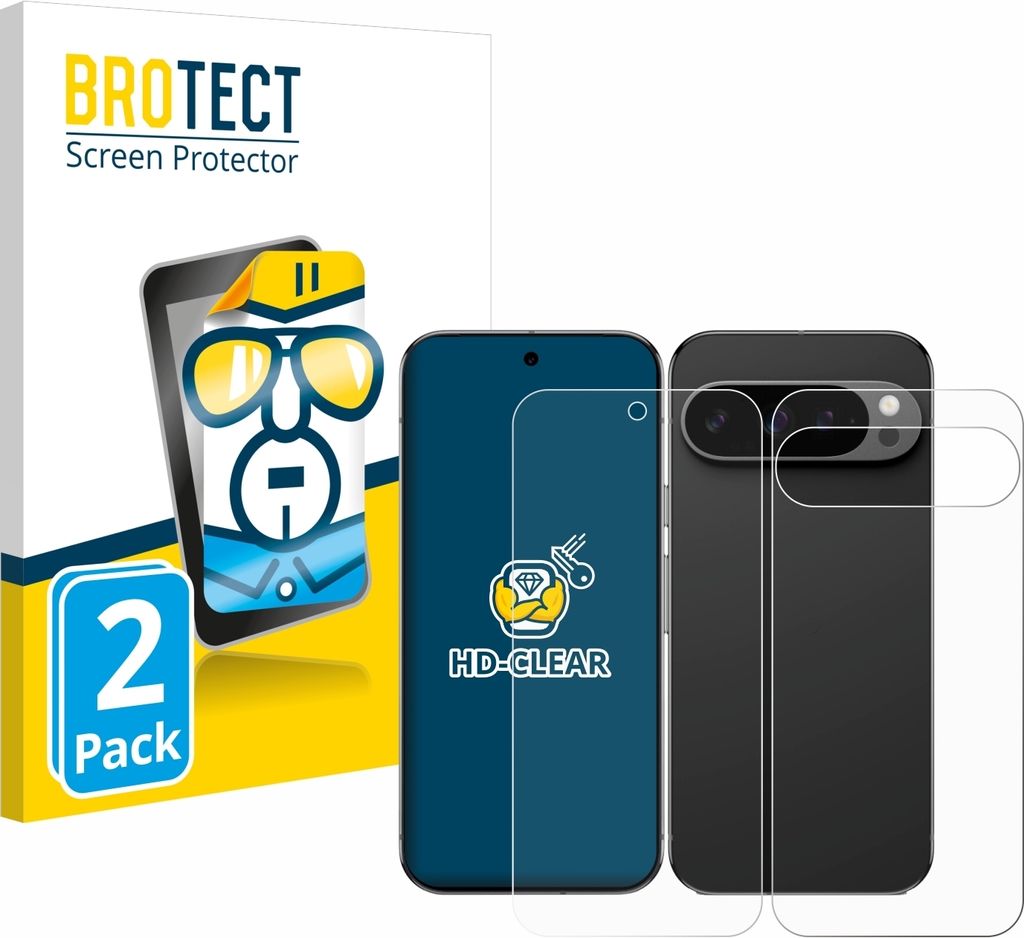 2x Für Google Pixel 9 Pro XL (Display+Rückseite) Schutzfolie BROTECT Displayschutz Display Schutz Folie Klar Transparent