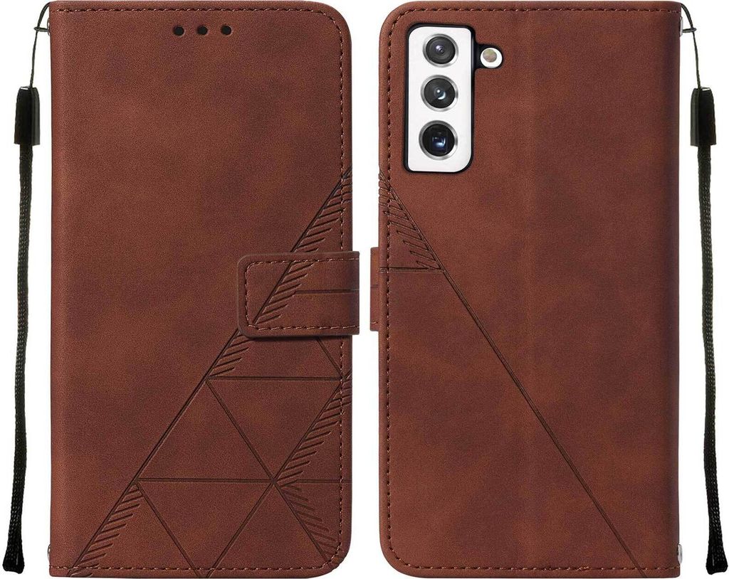 Galaxy S22 Hülle, Schlank Prägung Flip Leder Kartenfächer Schutzhülle mit Ständer für Samsung Galaxy S22 Braun
