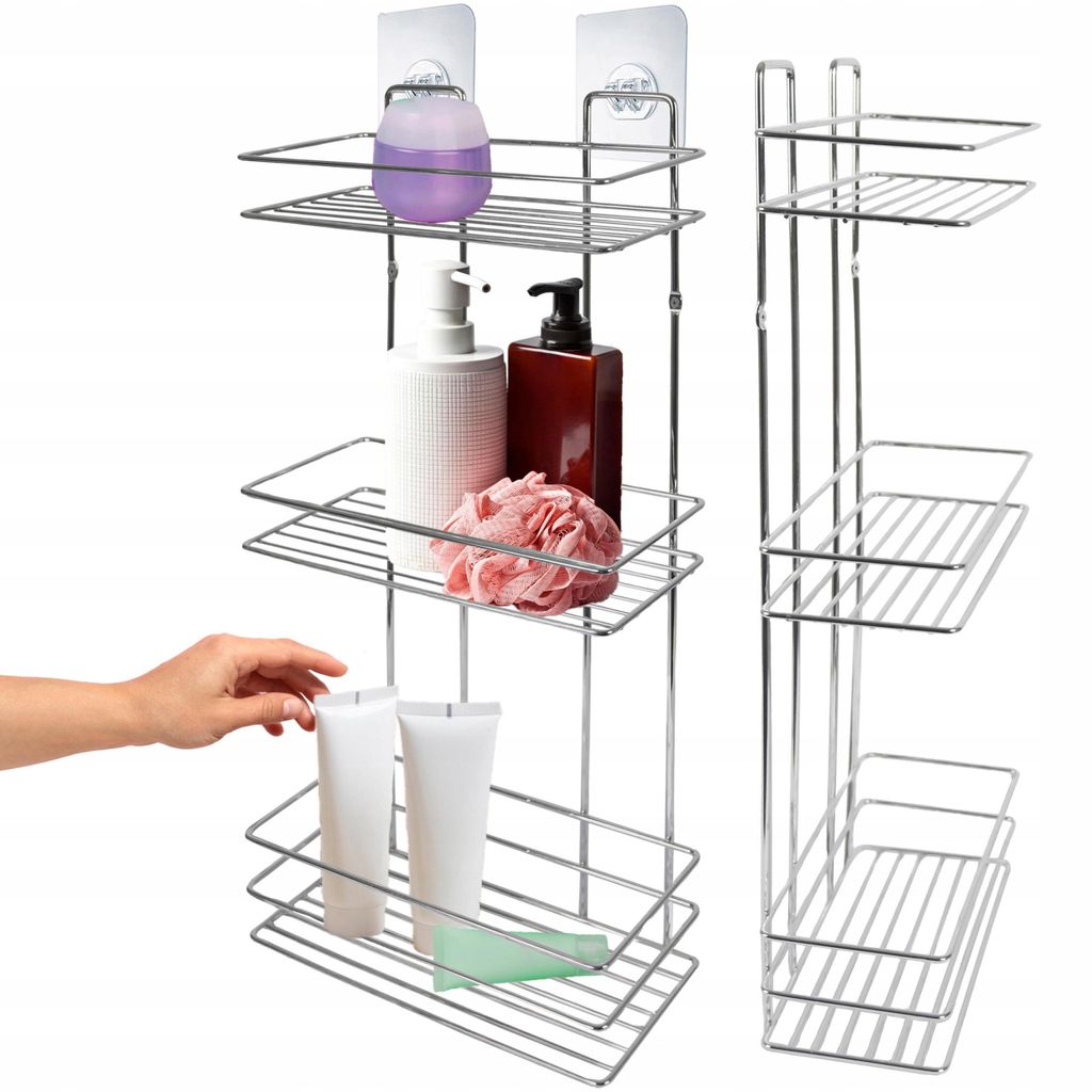 SEPIO Duschablage Silber, Badezimmer Organizer Drei Regale, Duschablage zum Hängen, Duschregal Organizer, Shower Shelf