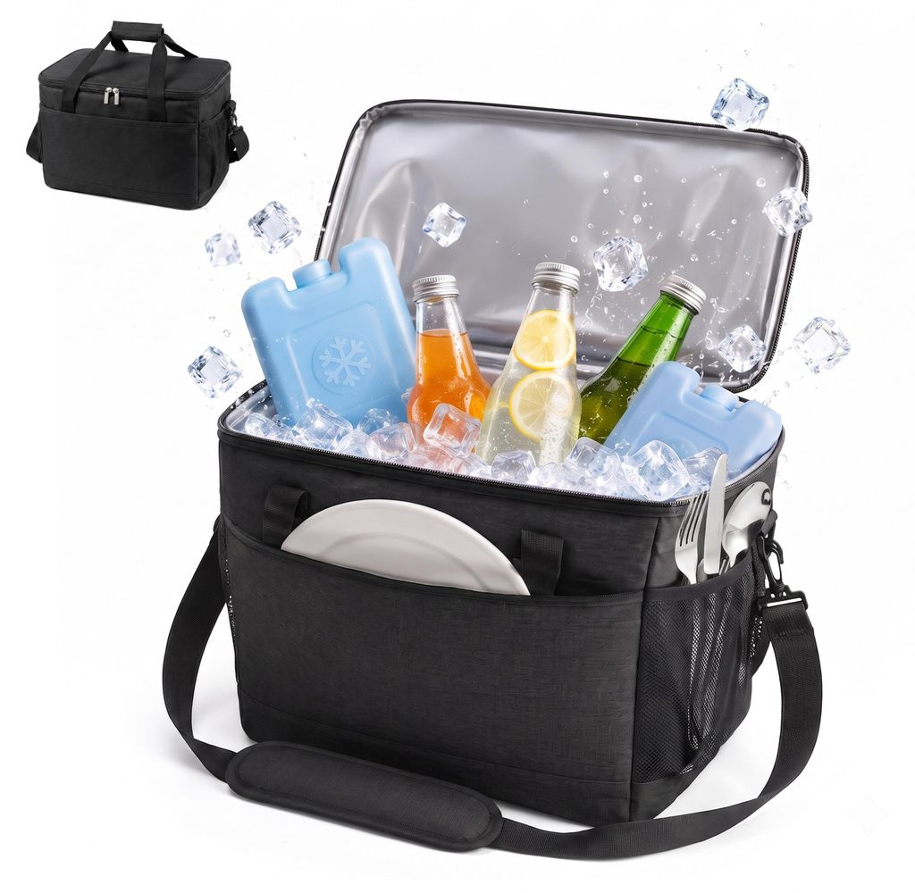 Relaxdays Kühltasche, 20 Liter, wasserdicht, 2 Tragegriffe Produktbild 