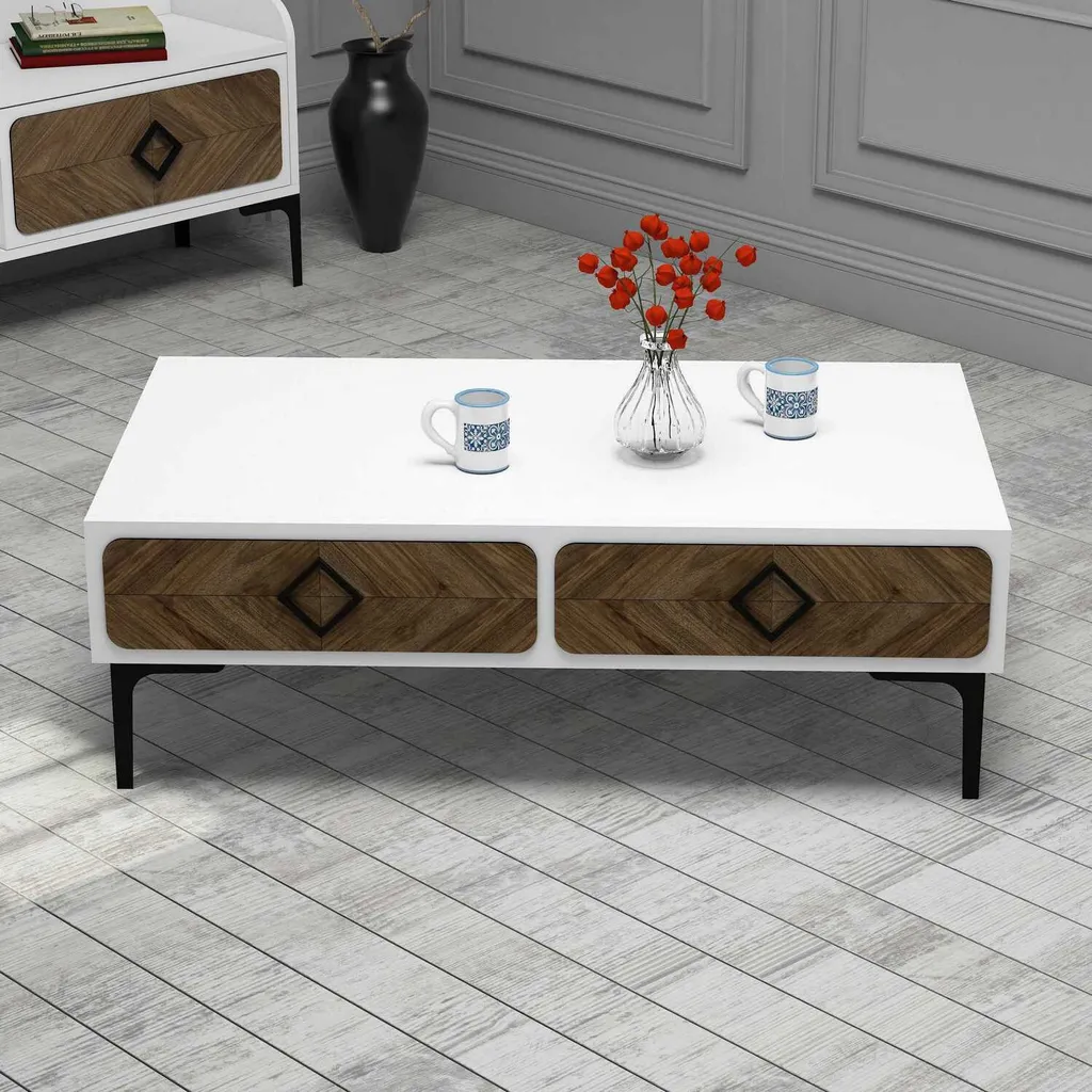 Skye Decor Samba Table Basse Blanche en Mélaminé de 105 x 60 x 34 cm