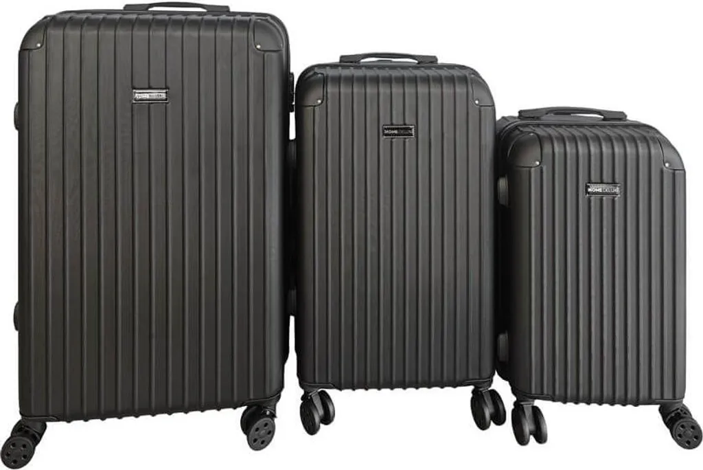 Set de bagages à coque rigide noire avec poignée télescopique réglable