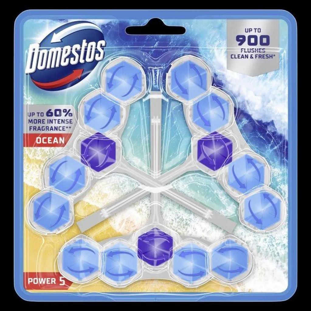Domestos Power 5 Ocean Bloc WC 50g x3 Action Anti-Tartre et Brillance