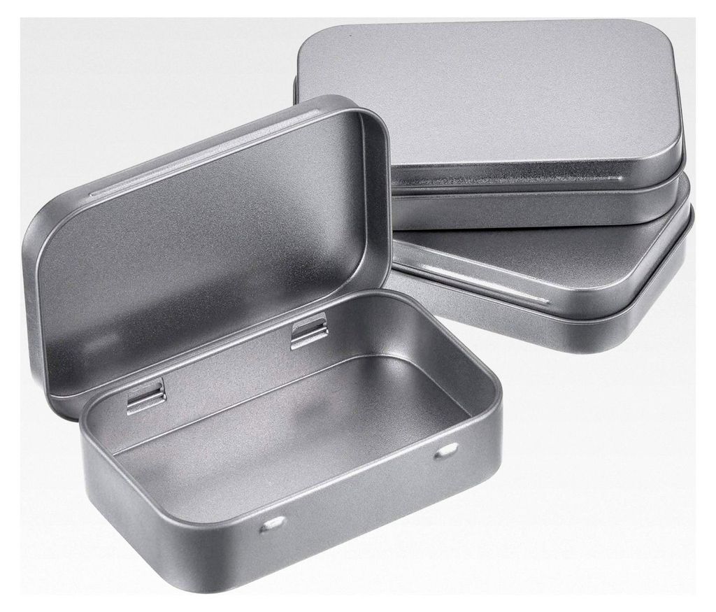 3er Set rechteckige Metalldosen mit Scharnier, leere Aufbewahrungsboxen für grundlegende Bedürfnisse, tragbare Mini-Boxen, Set für DIY-Anwendung...