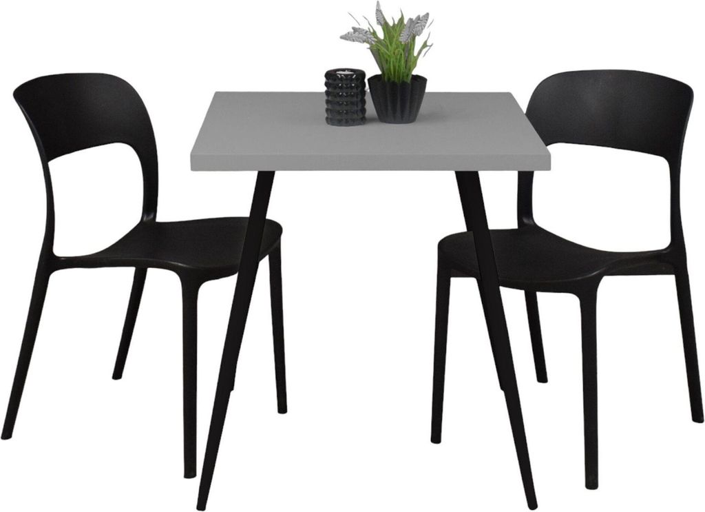 Bistrotisch Ekaterina 70x70x75 schwarz matt/kreidegrau matt lack 14518