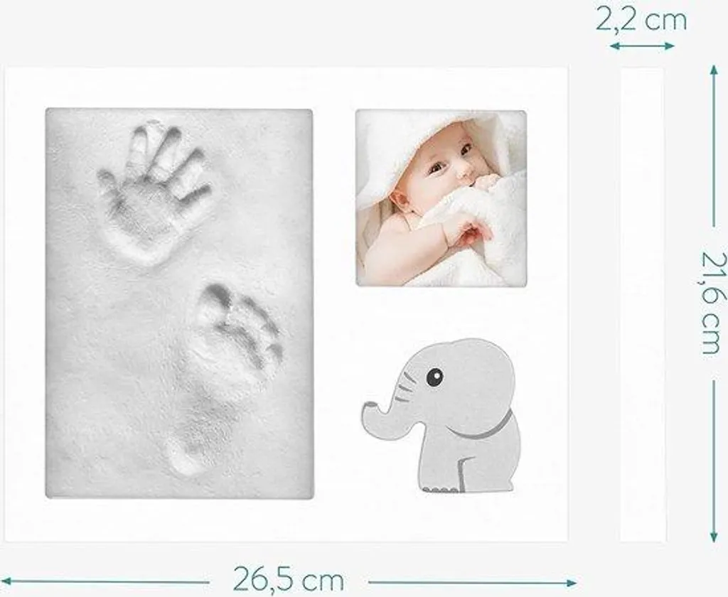 Cadeau de naissance idéal : cadre photo bébé et kit empreintes complet
