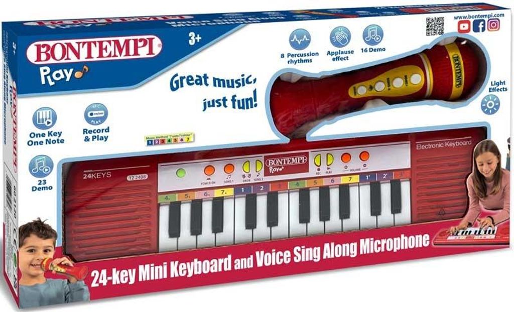 Bontempi Keyboard Spielzeug Set mit Karaoke Mikrofon - Lernspielzeug