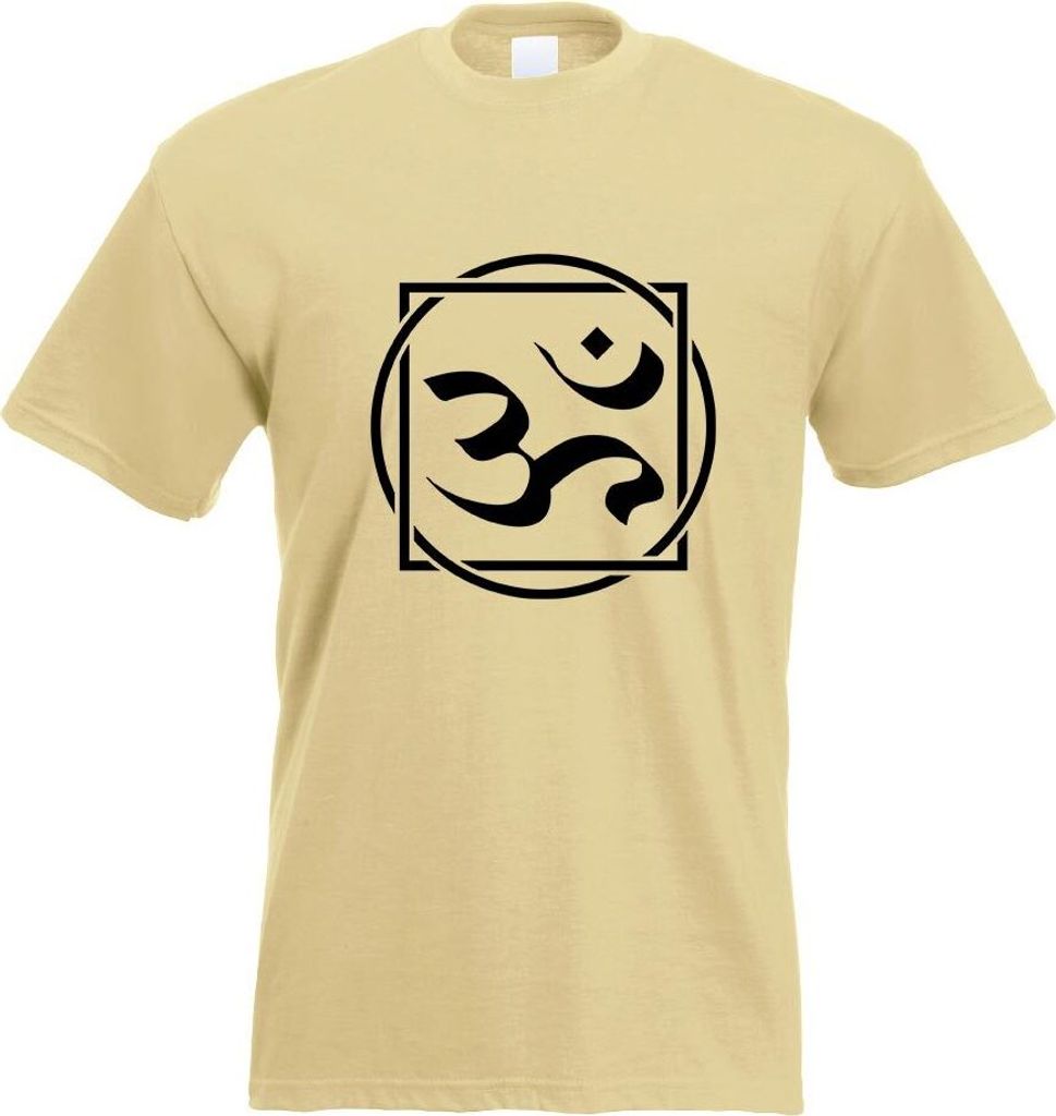Kiwistar - T-Shirt - Khaki - Om Zeichen Motiv Bedruckt Funshirt Design Print - mit Motiv Bedruckt - Funshirt Design - Sport - Freizeit - Herren - S