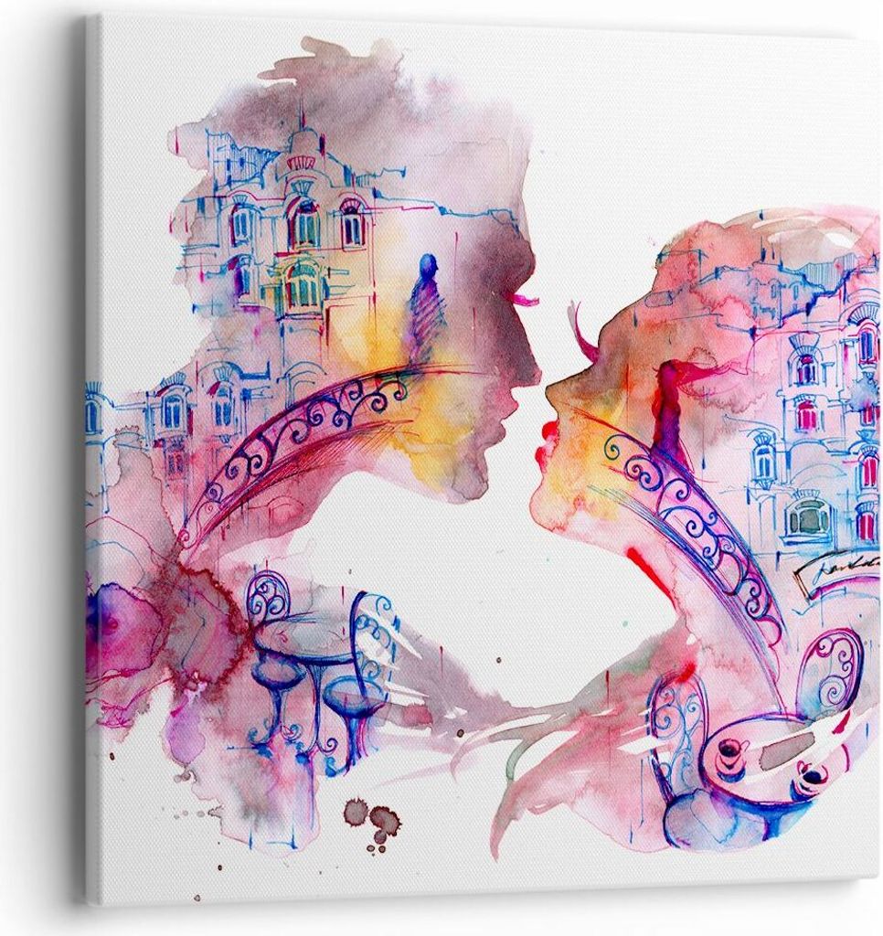 Bild auf Leinwand - Leinwandbild - Paar Liebe Frau urban - 40x40cm - Wand Bild - Wanddeko - Leinwanddruck - Bilder - Kunstdruck - Wanddekoration - ...