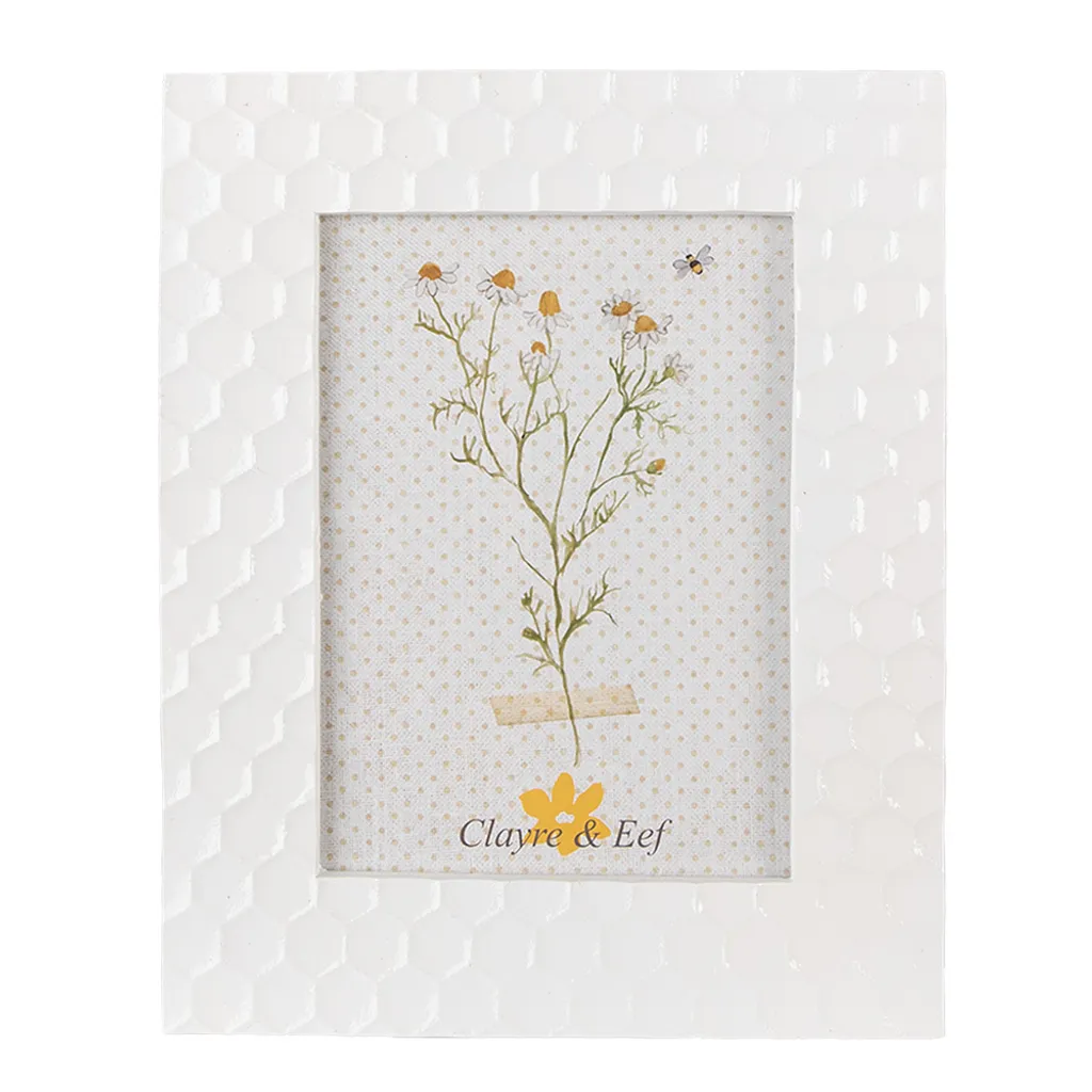 Clayre & Eef Cadre Photo 13x18 cm Blanc en Polyrésine Style Baroque Chic