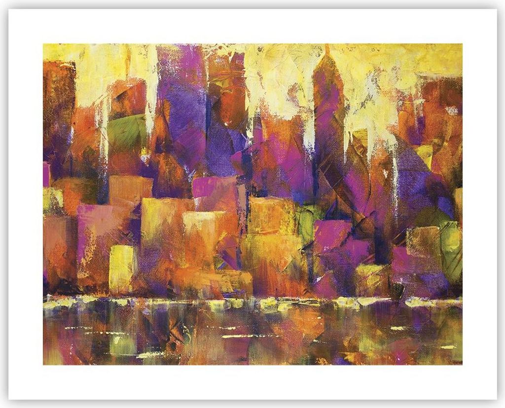 Poster - Poster ohne Rahmen - Abstraktion Stadt Wolkenkratzer - 50x40 cm - Wand Bild - Wanddeko - Wandbilder - Kunstposter - Wandposter - Bilder - ...