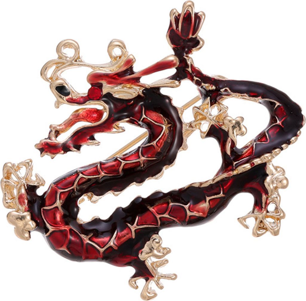 Brosche im ethnischen Stil, Uni, Drachenform, Strass-Intarsien, Emaille-Anstecknadel, Kleidung, Mantel, Abzeichen, Schmuck, Party-Zubehör