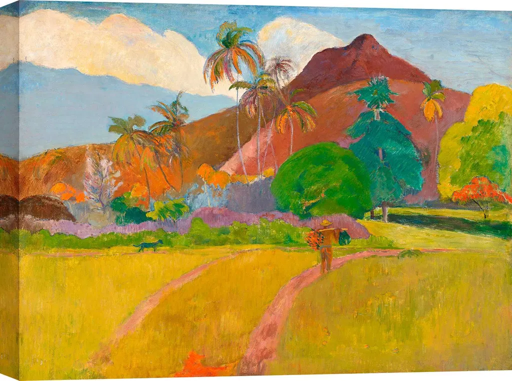 Impression sur toile Paysage tahitien de Paul Gauguin, Déco 80x60 cm