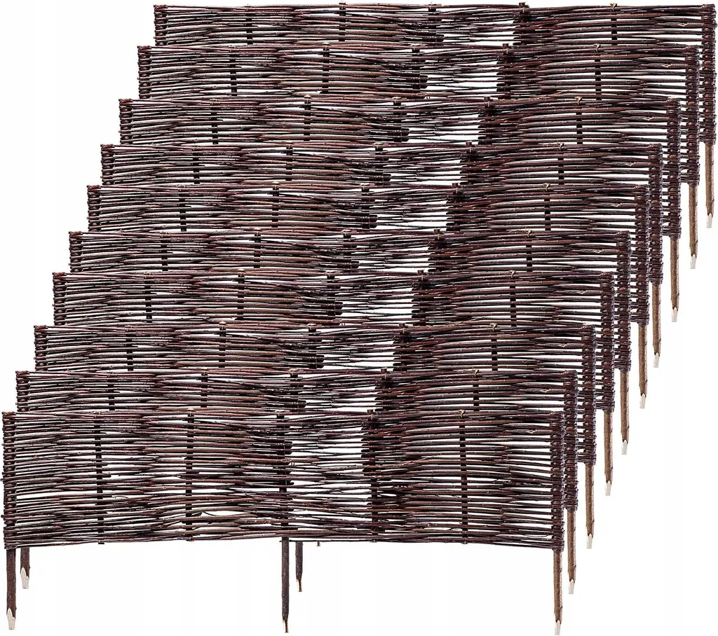 Bordure de jardin anti-débordement marron - 10 panneaux aspect rotin
