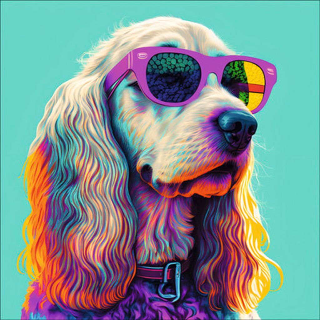 Leinwandbild Dog With Sunglasses II 27x27 cm