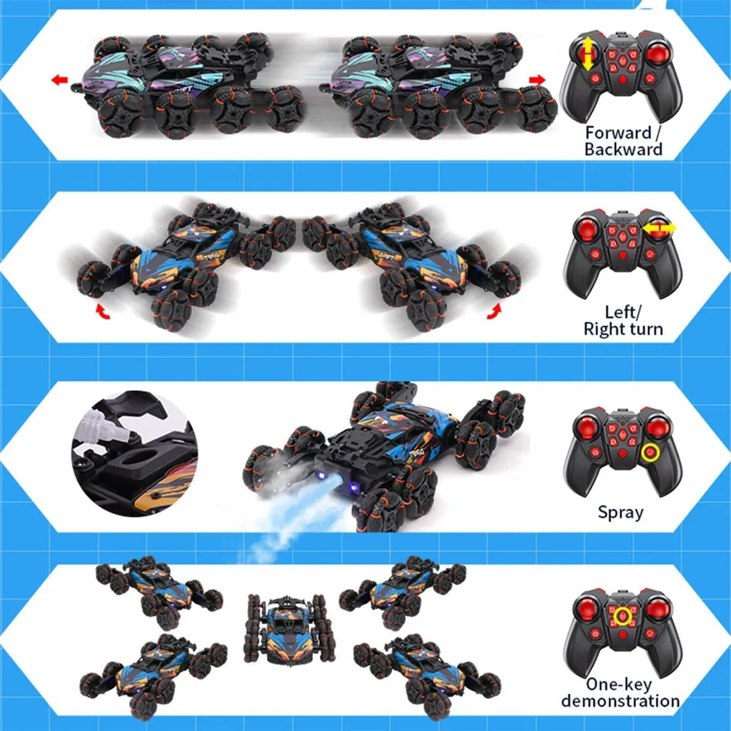 Voiture télécommandée 8WD RC Drift avec commande manuelle pour garçons