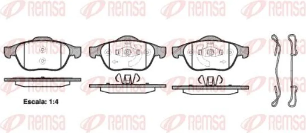 Jeu de 4 plaquettes de frein à disque REMSA 0843.20 pour Renault Scenic