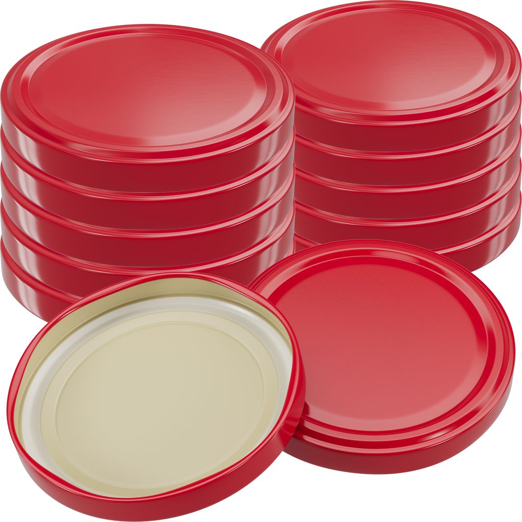 WELLGRO 100x Einmachdeckel TO82 - rot - Twist-Off-Deckel
