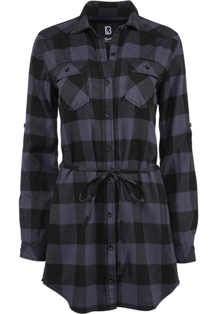 Brandit Langarmhemd Damen Ladies Longshirt Lucy schwarz/grau L
